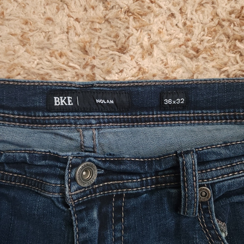 BKE Nolan Jeans Men 36x32 Blue Medium‎ Wash Straight Leg Stretch Coolmax Denim